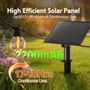 50FT Solar Outdoor String Lights with 20 LED Bulbs, IP65 Waterproof, Remote Control & Dual Solar-USB Charging for Patio, Garden, Backyard & Party