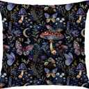 Gothic Mushroom Butterfly Floral Moon Throw Pillow Covers 18x18 InchGothic Witchy Mushroom Dark cottagecore Home Decor
