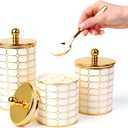 BigKing 3 Piece Plastic Canister Set for the Kitchen Counter - Sugar and Flour Containers with Airtight Lids for Countertops, Coffee and Tea Storage, Farmhouse Decor (Flat Lid)