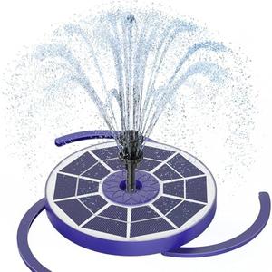 AISITIN 3.5W Solar Fountain Pump Built-in 1800mAh Battery, Solar Bird Bath Fountains with 8 Nozzles, Solar Water Pump for Garden Birdbath Pool Fish Tank Pond and Outdoor (Purple)