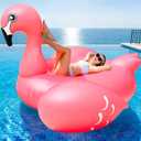 TURNMEON 102" Giant Flamingo Pool Float Inflatable Summer Beach Float Swimming Pool Party Toys Ride-on Lounge Raft Water Pool Floatie for 2-4 Multi Players Adults Lake Floats, Flamingo