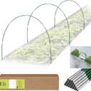 RIFNY 18 PCS Garden Hoops for Raised Beds, 8 Sets Greenhouse Hoops Kit of 8 FT Long Grow Tunnel, Rust-Free Fiberglass Garden Support Poles for Insect Mesh Netting Freeze Plant Cover (Green)