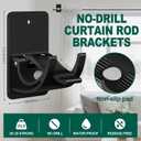 No-Drill Curtain Rod Brackets, 6 Pack Adhesive Holders for Rental Homes