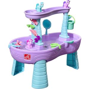 Step2 Rain Showers and Unicorns Water Table, Kids Water and Sand Activity Sensory Playset, Summer Outdoor Toys, 13 Piece Water Toy Accessories, for Toddlers 1.5+ Years Old, Blue & Purple