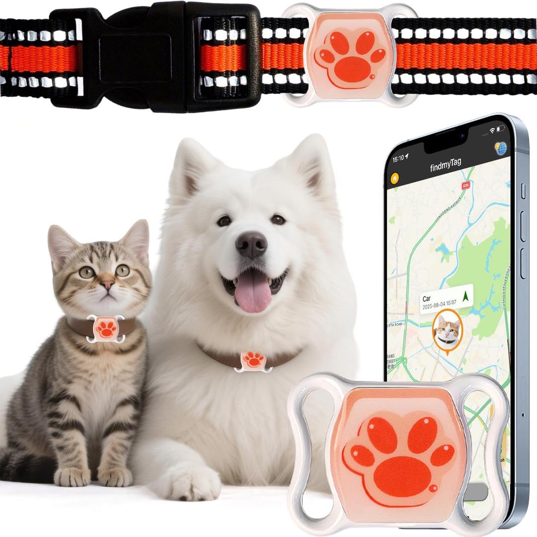 Pet GPS Tracker for Dogs & Cats - No Monthly Fee/Subscription, Free Pet Collar Included | Waterproof, Anti-Lost, Real-Time Tracking Collar | 365-Day Long Battery Life | Compatible with iOS & Android