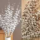 Wootkey 5pcs 29.5" Faux Jasmine Artificial Flowers Tall White Floral Branches Stem for Home Wedding Vase Filler Party DIY Decoration