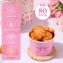 Pickmesh 80 Pcs Pink Bow Treat Snack Cups Paper Ice Cream Cups 9 oz Cute Coquette Disposable Dessert Bowls Snack Soup Bowl for Birthday Wedding Party Supplies Hot or Cold Food