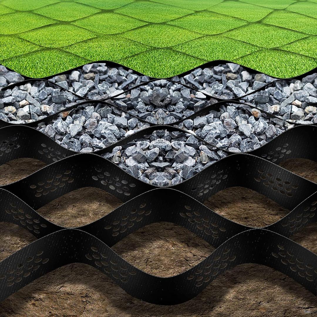 9.8x32.8ft 321 sq ft Gravel Ground Grid -2 Inch Thick Geo Grid Driveway Stabilization Grids - Driveway Grid System for Garden Landscaping Parking Lots Slope Driveways Slope
