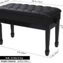 Adjustable Duet Piano Bench with Storage,Heavy Duty Wooden Double Keyboard Piano Bench Seat with PU Leather Cushion,Black