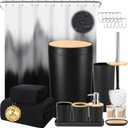 iMucci Bathroom Accessories Bathroom Sets with Shower Curtain, Bath Towel Set, Trash Can, Toilet Brush, Soap Dispenser, Bathroom Accessories Set Complete