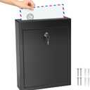 MaxGear Metal Suggestion Box with Lock and Slot, 3W x 10H x 13L Inch Large Wall Mounted Locking Mailbox for Office, Secure Ballot Box with 2 Keys for Payments, Ideal for House