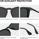 STGATN Vintage Round Sunglasses for Women Polarized UV Protection, Trendy Retro Designer Style ST028 (2. Matte Black Frame Grey Lens)