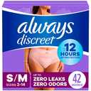 Always Discreet Incontinence Underwear for Women Maximum Absorbency, S/M, 42 Count (Packaging May Vary)