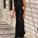 PRETTYGARDEN Women's 2026 Summer Satin Dress Elegant Sleeveless Mock Neck Cocktail Party Maxi Dresses (Black, M)