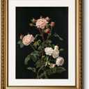 ARPEOTCY Vintage Gold Framed Wall Art, 13x16 inch Classic Floral Pink White Roses Paintings, Victorian Wall Decor for Living Room Bedroom, Canvas Prints Antique Pictures Frame for Room Decor