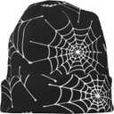 Halloween Skull Pumpkin Beanie Chemo Hat Cancer Headwear Knitted Hats Slouchy Cap for Adults Women Men (Black)