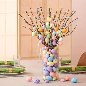 Giegxin 100 Pcs Artificial Easter Spray Vine Eggs with Vase for Easter Decoration, Spring Floral Stems Egg Twig Branches for DIY Spring Displays and Centerpiece Wreath Decoration