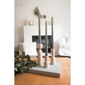 Wooden Candle Pillar Holder Set of 3,Rustic Farmhouse Candle Holder,Handmade Candlestick Holder, Wood Candle Holders, Console Table Decoration Pieces, Luxury Fireplace Candle Holder