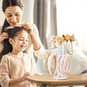 2 x Headband Holder Organizer Two-Tier with Marble Base: Jewelry Display for Women, Hair Accessories Storage Stand Scrunchie Necklace rack for Girls, for Bathroom, Vanity, Dresser, White