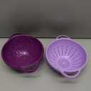 Crisp 2-Piece Mini Colander Berry Baskets With Handles - Food Strainers For Kitchen - Small Colander For Berries, Strawberry & Grape - Dishwasher Safe Berry Strainer - Made in the USA - Purple