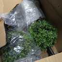 3FT Artificial Triple Ball Topiary Trees with Gray Planter Pot, Outdoor Indoor Realistic Faux Shrubs Plants, Fake Trees for Home Offices Porch Decor, Set of 2