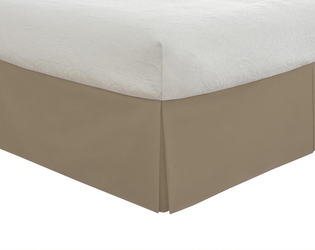 Lux Hotel Tailored Bed Skirt Classic 14" Drop Length Pleated Styling, Twin, Mocha