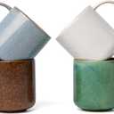 Ol Ceramic Mug Set of 4-15oz Cute Coffee Mugs for Hot Chocolate, Espresso, and Tea, Nordic Style, Dishwasher and Microwave Safe, Gift for Coffee Lovers