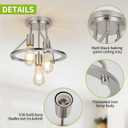 WILON Ceiling Light,Brushed Nickel Semi Flush Mount Light.3-Light Ceiling Light Fixtures Farmhouse Kitchen Light Industrial Hallway Light Fixtures E26 Socket Lamp for Hallway Kitchen Foyer