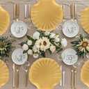 Spsyrine Gold Charger Plates, 13" Set of 6 Scalloped Seashell Plastic Table Chargers for Dinner Plates, Wedding, Thanksgiving Christmas Events, Party, Tabletop Decor.