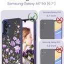 for Samsung Galaxy A17 5G Case+Tempered Glass Screen Protector,Military Grade Protective Slim Soft TPU +Hard PC,Girls Women Crystal Clear Flower Pattern Cover for Galaxy A17 5G-Deep Purple