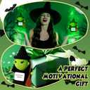 2 Pcs Pink and Green Witch Themed Crochet Doll, 5.9 Inch Positive Knitted Witch Gifts, Emotion Support Handmade Inspirational Crochet Dolls for Halloween, Pink and Green Party Decor