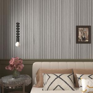 JSEVEM 31"×354" Extra Wide Thick Grey White Slat Striped Wood Wallpaper Peel and Stick Waterproof Gray Slats Striped Wood Grain Contact Paper Vinyl Wood Sticker for Bedroom Bathroom Office Room Walls