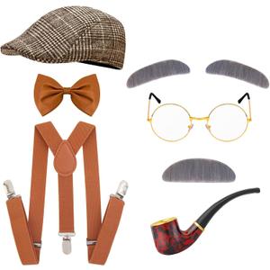 100 Days of School Costume  Old Man Grandpa Vest Set with Hat and Glasses for Holloween