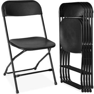 Best Choice Products Set of 4 Plastic Folding Chairs, Portable Stacking Indoor Outdoor Seating for Home, Yard, Garden, Parties, Events w/Non-Slip Feet, 350lb Weight Capacity - Black