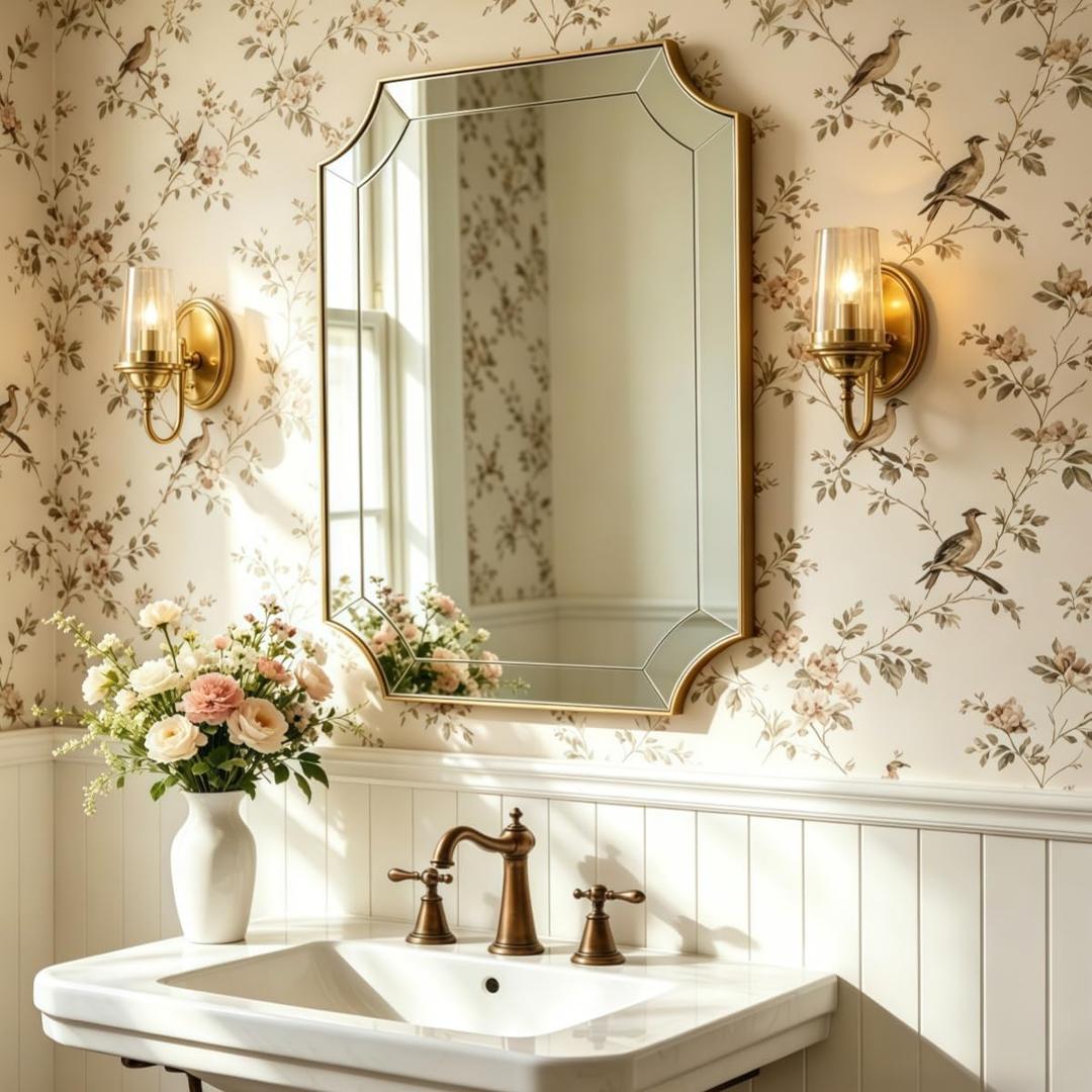 MOON MIRROR 24x32 Inch Gold Mirror, Brushed Gold Bathroom Mirror, Antique Brass Rectangle Mirror, Scalloped Wall Mirror Decorative for Bedroom, Living Room, Entryway, Mid-Century Inspired Style
