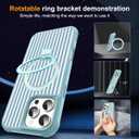 Striped Case for iPhone 16 Pro Max with Stand,6.9" Blue