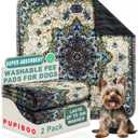 PUPIBOO Washable Pee Pads for Dogs and Cats - Super Absorbent Reusable Puppy Training Pads - 100% Waterproof, Leak-Proof & Non-Slip Whelping Pads for Pet Housebreaking (3FT x 3FT (Pack of 2), Green Medallion)
