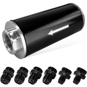 Inline Fuel Filter 100 Micron with 6AN 8AN 10AN Adapter, Automotive Replacement Fuel Filters, Universal Oil Fuel Filter Kit Fit for 50MM Mounting Bracket