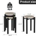 18 Inch Industrial Metal Stackable Stool Set of 2 with Soft Cushion, Short Backless Stackable Kitchen Stools Chair, Small Dining Table Chairs for Dining Room, Living Room, Bedroom, Black, 14.2" x 14.2" x 17.7"