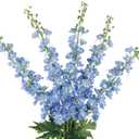 IBlue Delphinium Artificial Flowers 5 PCS Larkspur Artificial Flowers Silk Flowers Long Stem Flowers for Tall Vase Real Look Flowers for Home Wedding Home Decoration(Light Blue)