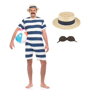 fun shack 1920's Swimsuit for Men, 1920's Bathing Suit Costume, Mens 20's Costume, 1920 Swimsuit Men, 20's Costumes for Men, Large