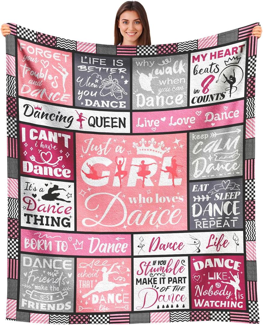 Dance Recital Gifts for Girls, Dance Gifts for Girls Throw Blanket 60" x 50", Dancer Gift for Teens Little Girl, Ballet Ballerina Gift for Dance Team