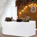 HolidayIdeas White Tablecloths for Rectangle 8 Foot Tables- 96 x 30 Inch - 4 Pack Fitted Tablecloths Polyester Fabric Table Cover for Parties, Wedding, Trade Show