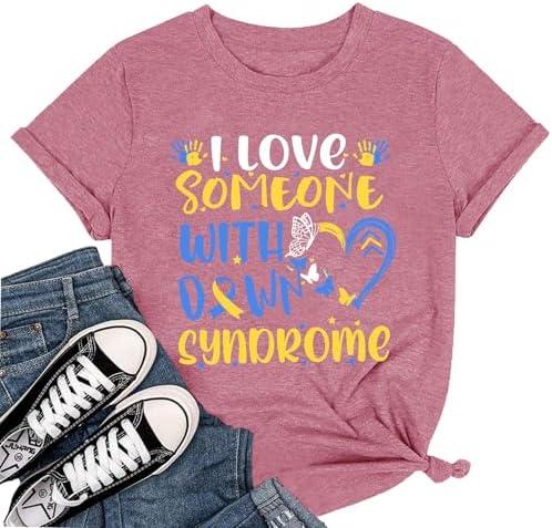 SWTJIC Down Syndrome Awareness Shirts Women Support World Down Syndrome Day Shirt Inspirational Saying GraphicTee Gifts Size S