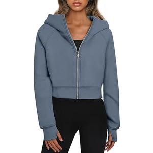 Trendy Queen Womens Zip Up Hoodies Jackets Cropped Sweatshirts Fleece Fall Outfits Casual Comfy Y2k Tops Winter Clothes 2026 (Medium, Grey)