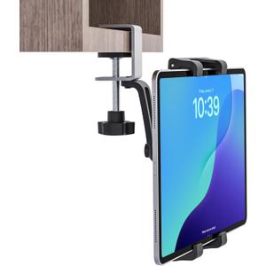 Under Cabinet Tablet Holder, Kitchen Tablet Mount with Sdurdy Metal Clamp Base, Desk Tablet Holder for 5.5-13" iPad Pro Air Mini, Galaxy Z Fold, Fire HD, Surface Pro etc
