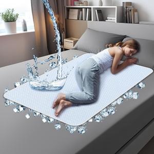 1 Pack 34'' x 52'' Cooling Washable Bed Pads for Incontinence Adults, Large Soft 4-Layer Reusable Waterproof Mattress Protector No Slip for Adults Seniors Kids Hospitals Pets (500 Washes)