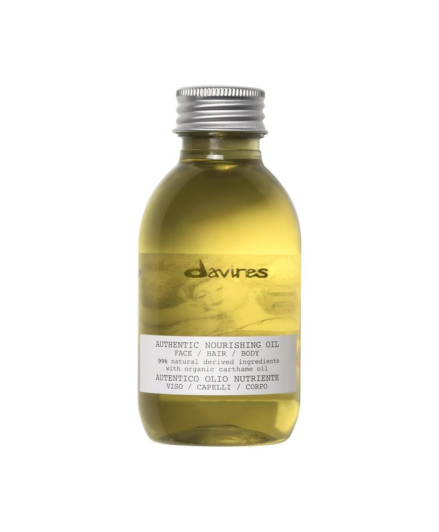 Davines Authentic Nourishing Oil, Multi-Functional Oil for Face, Hair & Body - 100% Natural Organic Safflower Formula - Hydrates, Softens & Adds Shine, 4.73 Fl Oz