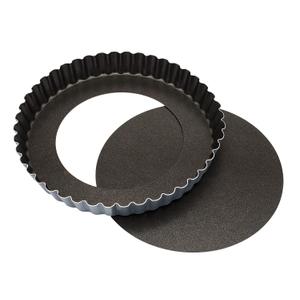 Matfer Bourgeat Exopan Fluted Tart and Quiche Pan with Removable Bottom, 9 1/2" Diameter, Dark Gray