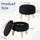 DUMOS Round Storage Ottoman with Reversible Tray Lid, Multi-Functional Footrest, Teddy Velvet Footstool with Wood Legs, Small Coffee Table for Living Room, Bedroom, Black, 13"D x 13"W x 11.8"H